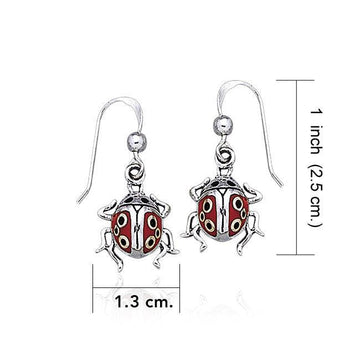 Inlaid Ladybug Silver Earrings TE2060 - Jewelry